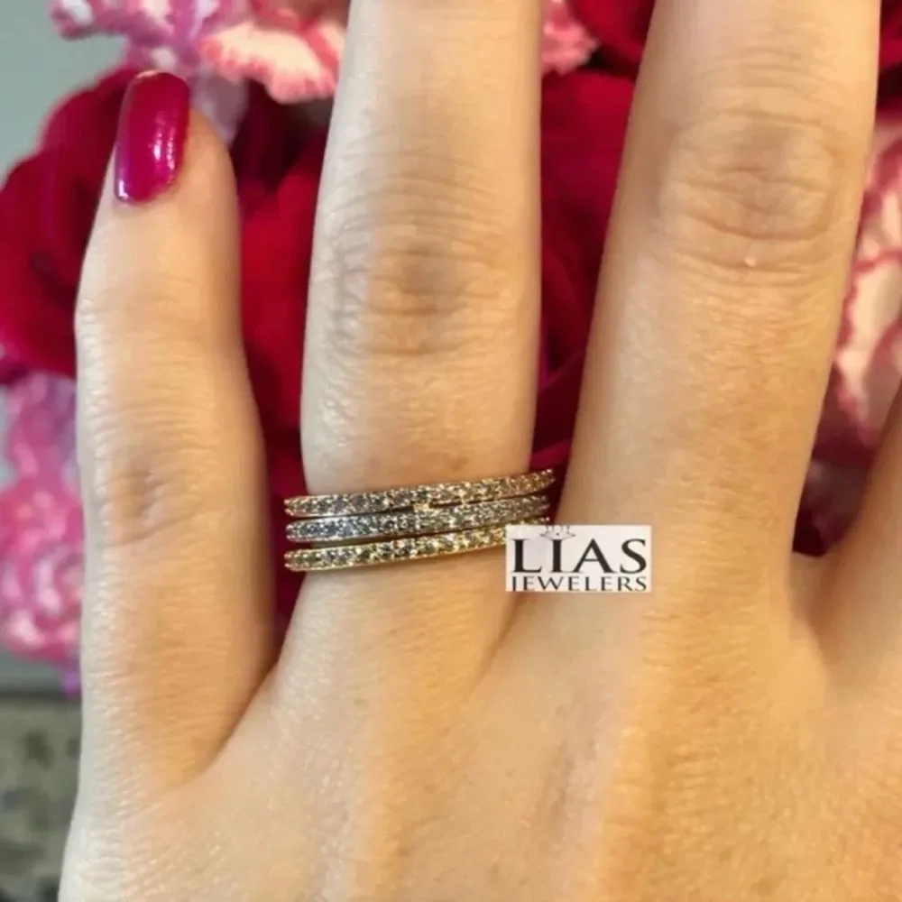 3 18k white yellow rose gold wedding rings ( 3 rings total )